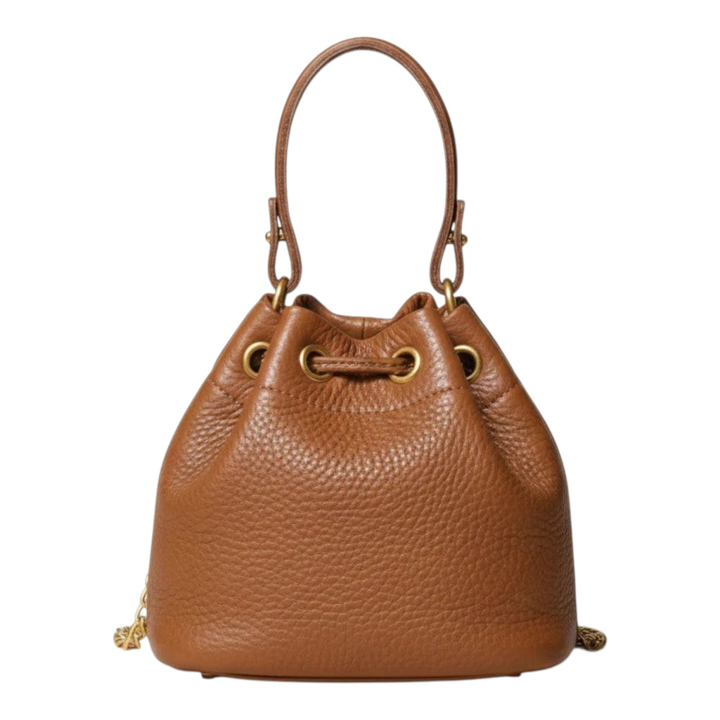 Luna Vintage Genuine Leather Bucket Bag – Handmade Top Layer Cowhide Shoulder Bag