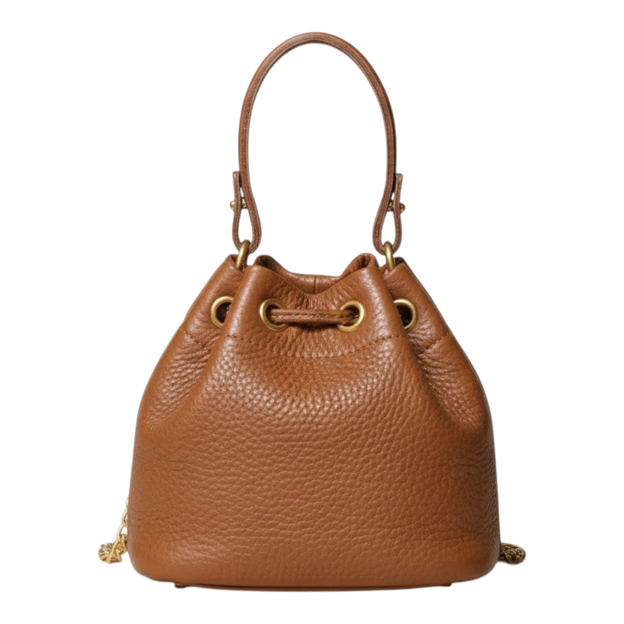 Luna Vintage Genuine Leather Bucket Bag – Handmade Top Layer Cowhide Shoulder Bag