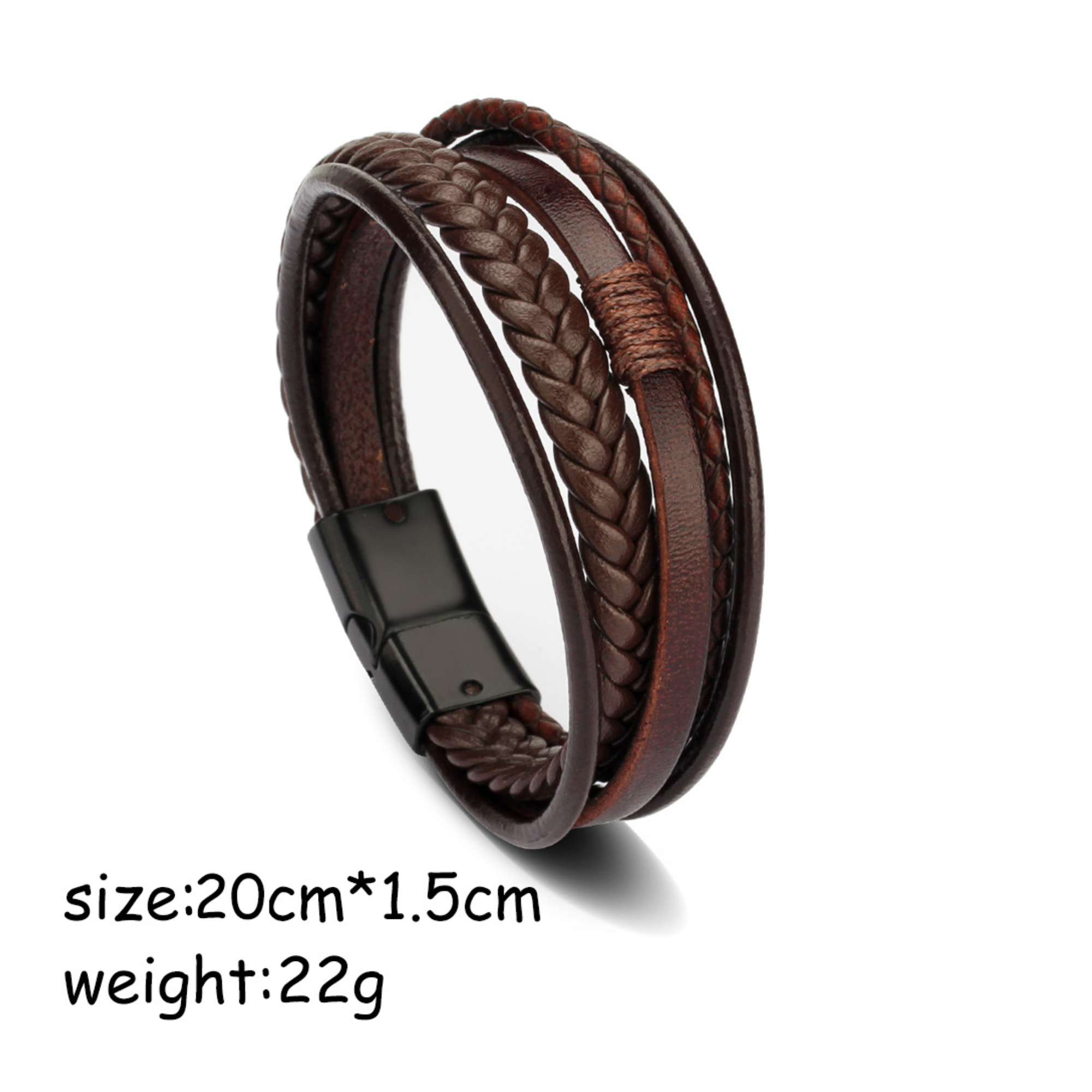 Handwoven Multi-Layer Braided Leather Bracelet with Magnetic Clasp - Unisex Vintage Ethnic Cuff