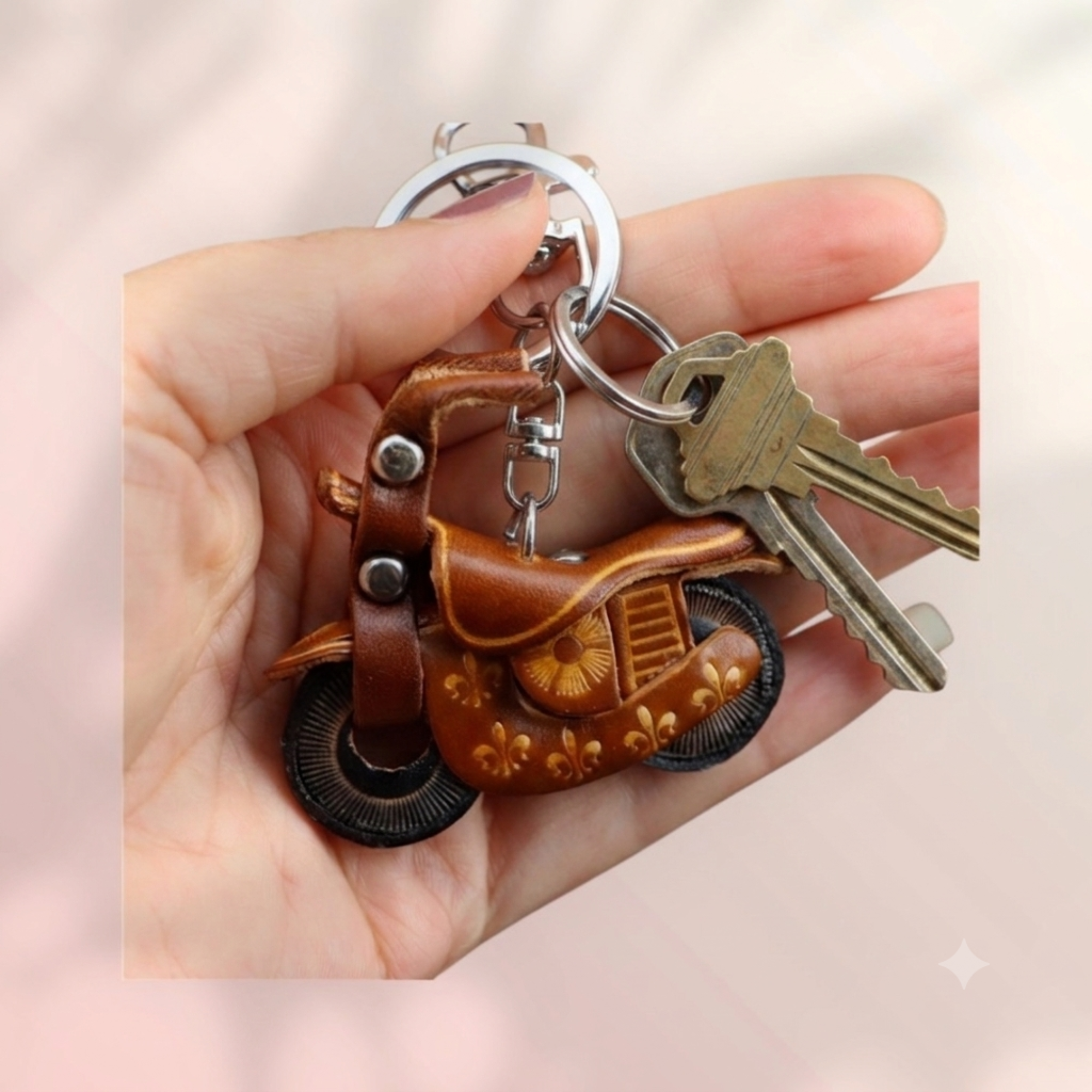 3D Leather Motorcycle Keychain