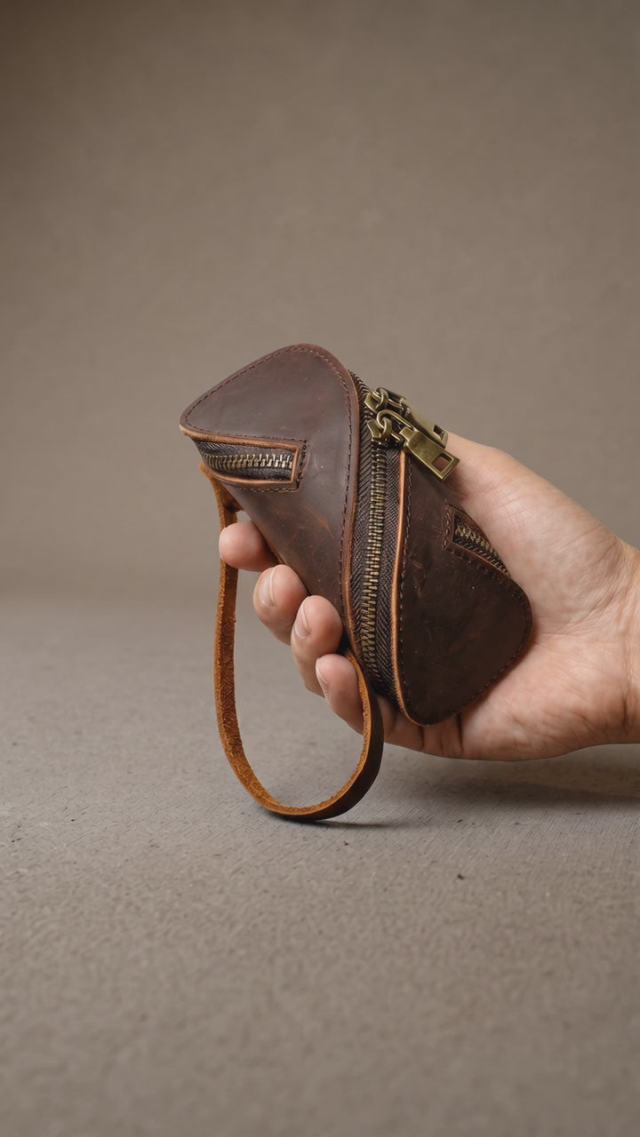Premium Handmade Leather Key Pouch | Vintage Crazy Horse Leather Key Organizer | EDC Everyday Carry Accessory