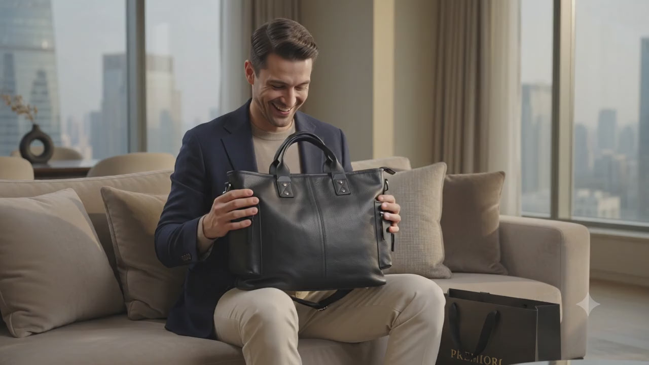 Velmoro Genuine Leather Tote Bag – Professional Business & Work Carryall