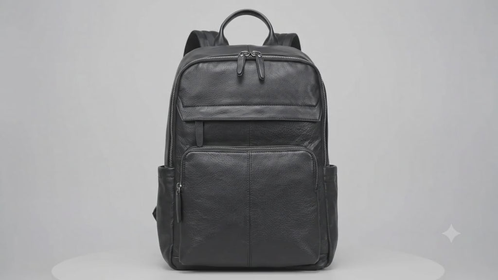 Premium Genuine Leather Backpack – Large Travel & Business Laptop Bag