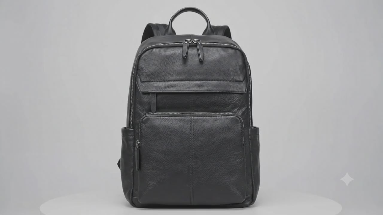 Premium Genuine Leather Backpack – Large Travel & Business Laptop Bag