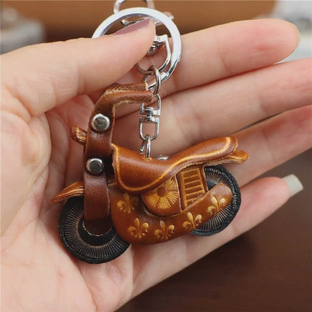 3D Leather Motorcycle Keychain