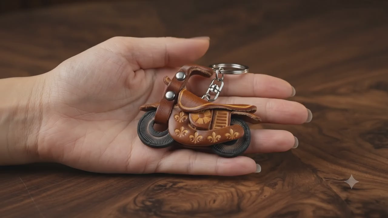 3D Leather Motorcycle Keychain