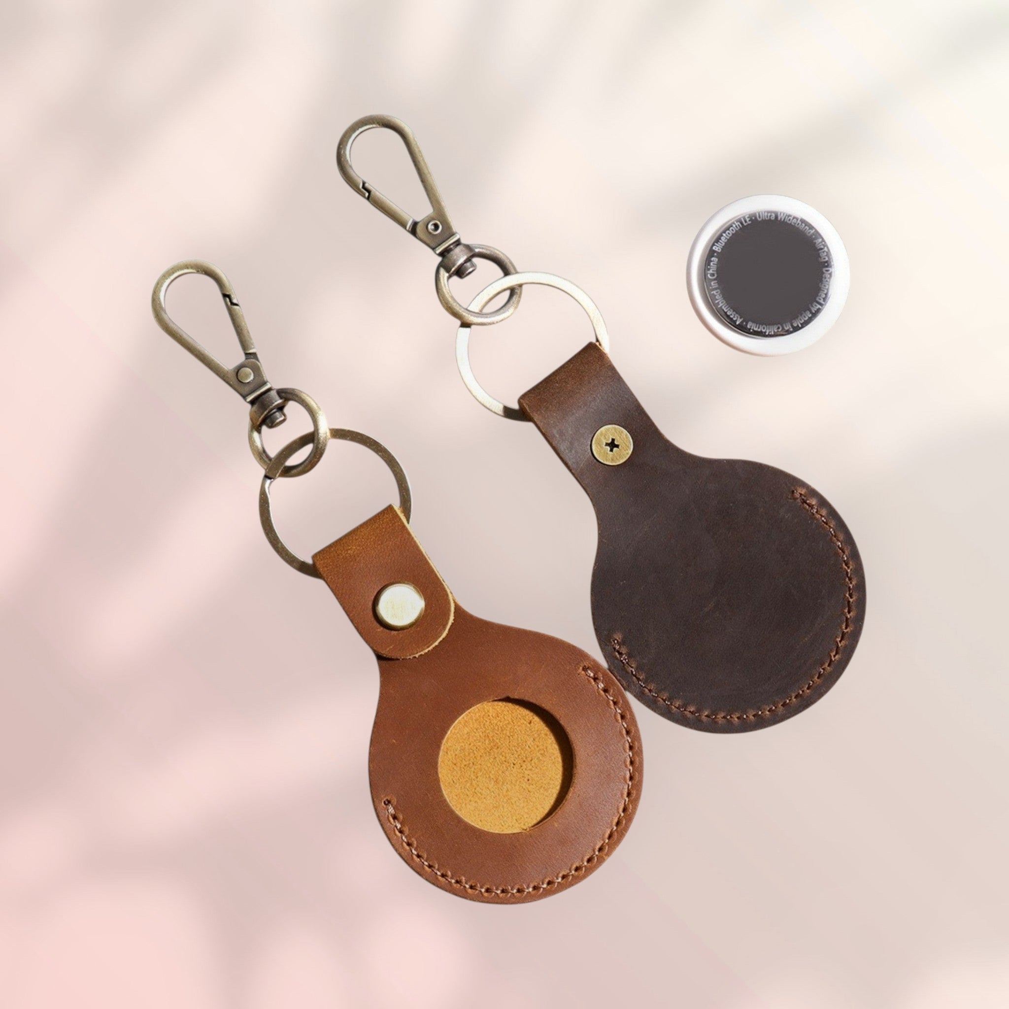 VELMORO Leather AirTag Keychain – Luxury Protective Case