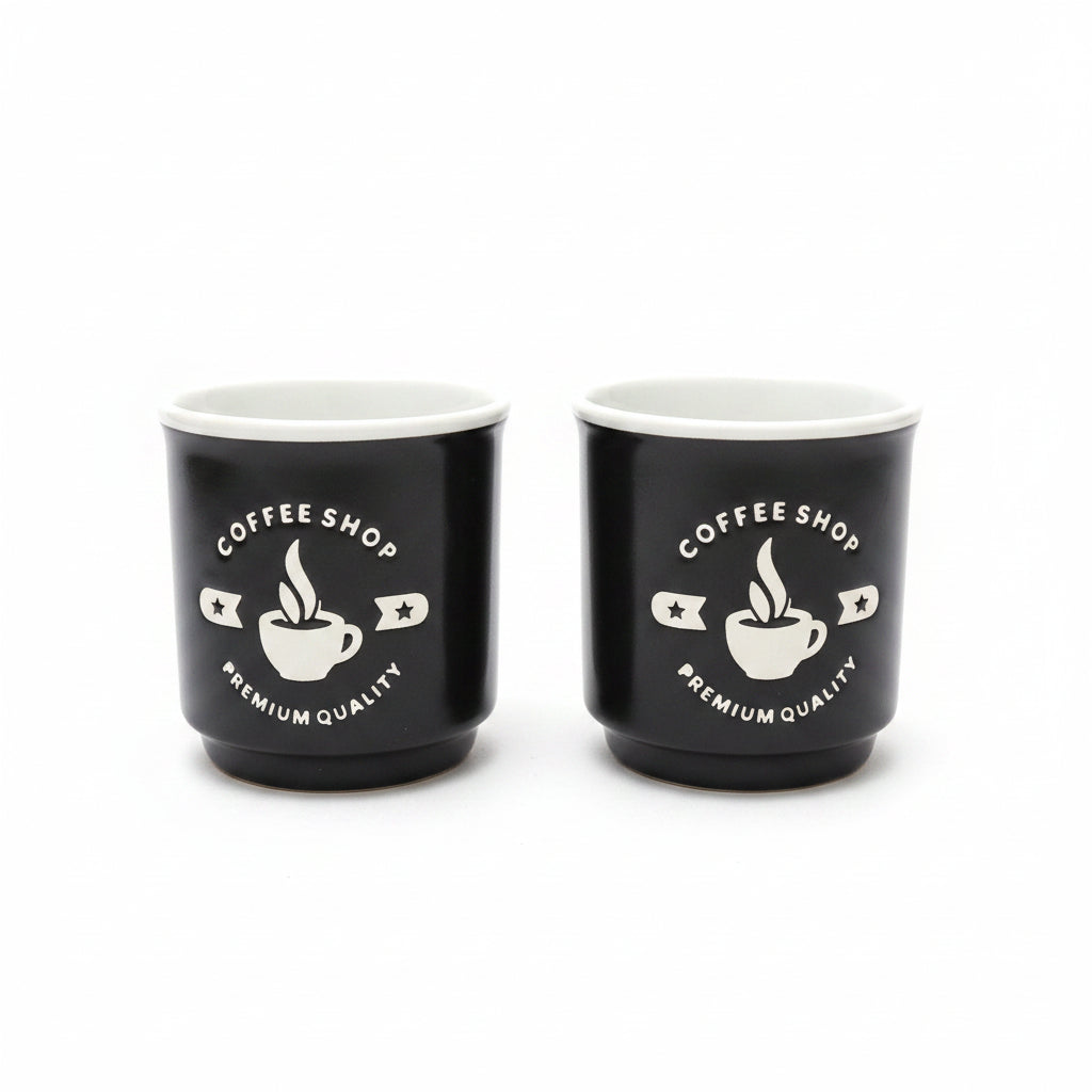Set of 2 Coffee Shop Espresso Mugs 80 ml
