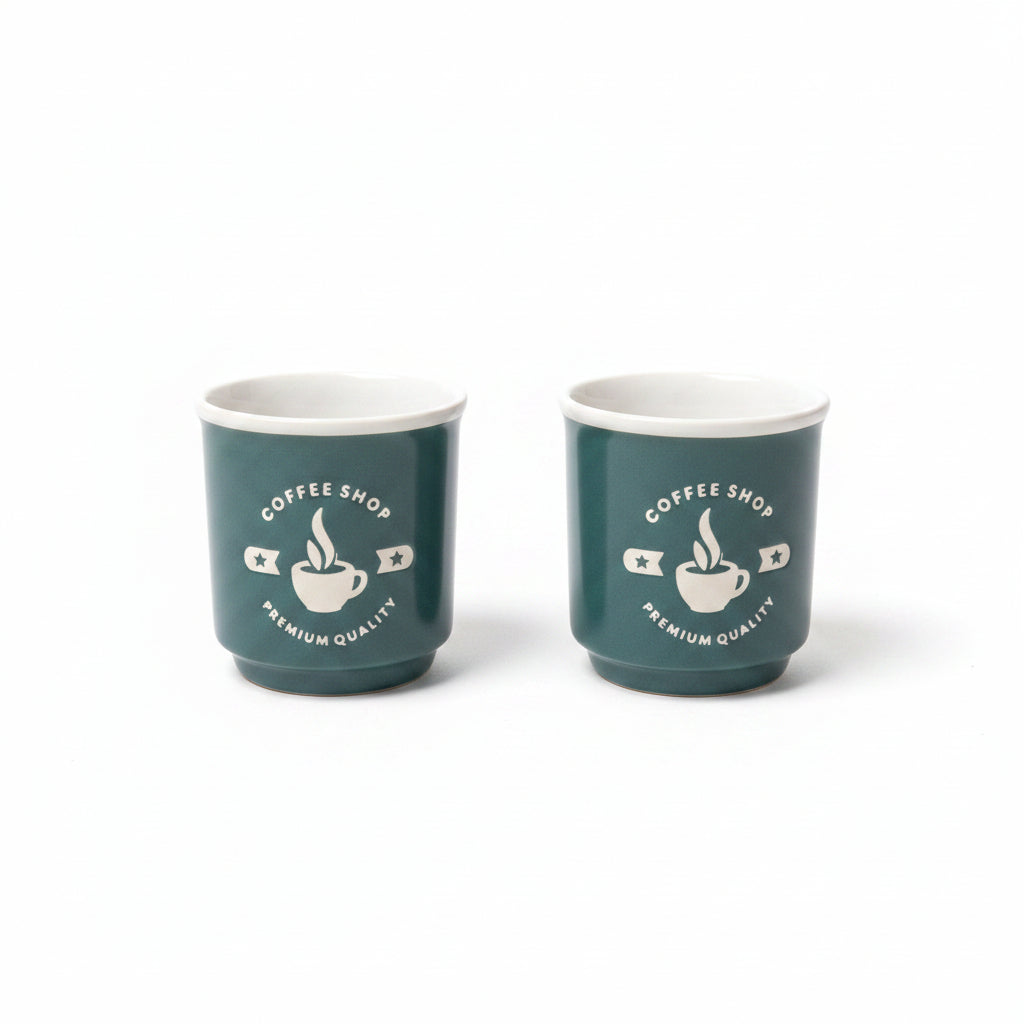 Set of 2 Coffee Shop Espresso Mugs 80 ml