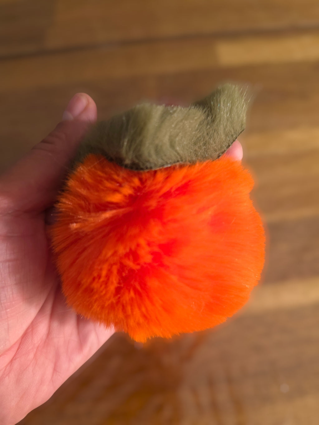 Fluffy Orange & Olive Bag Charm Keychain – Soft Faux Fur Pom Pom Handbag Accessory