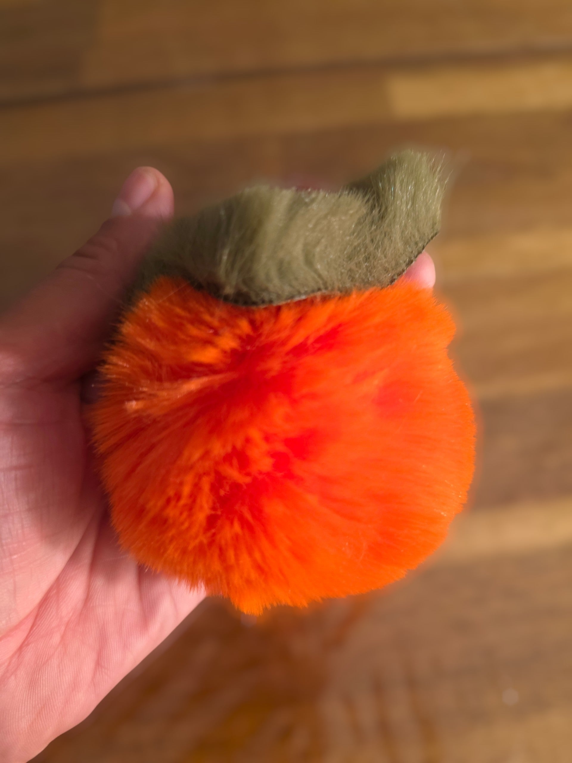 Fluffy Orange & Olive Bag Charm Keychain – Soft Faux Fur Pom Pom Handbag Accessory