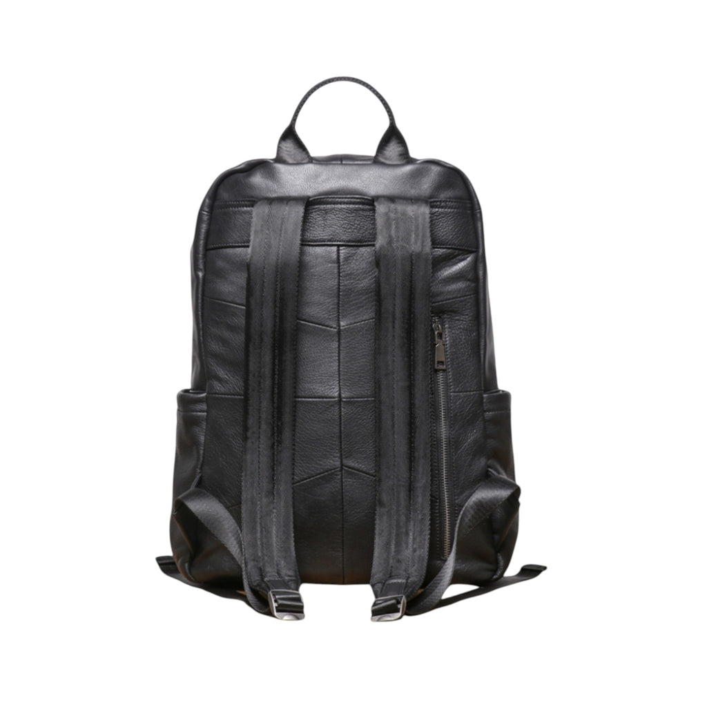 Premium Black Leather Backpack - Large Travel & Business Bag
