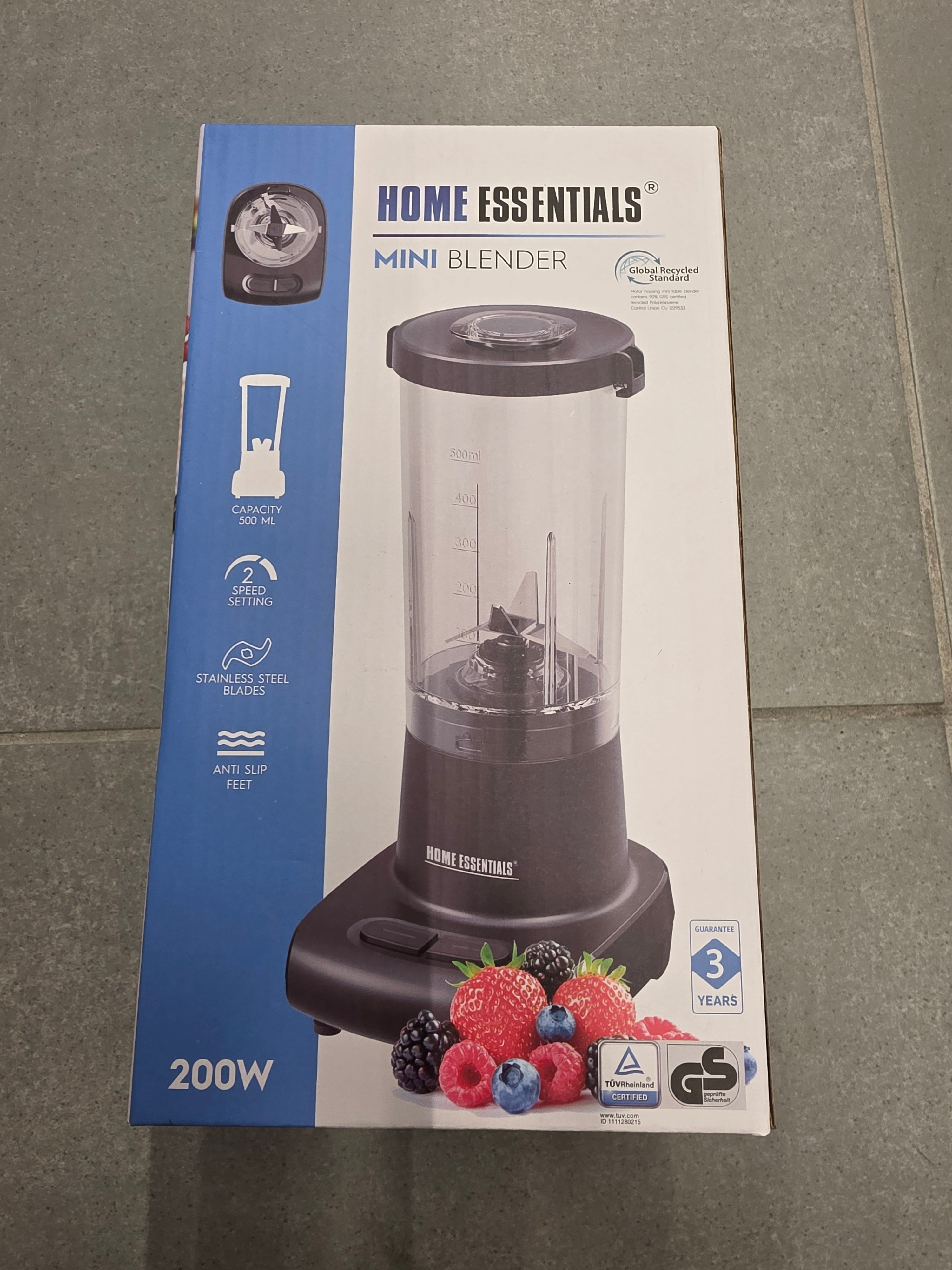 Home Essentials Mini Blender 200W – 500ml Personal Smoothie Maker, 2-Speed Portable Kitchen Blender with Stainless Steel Blades
