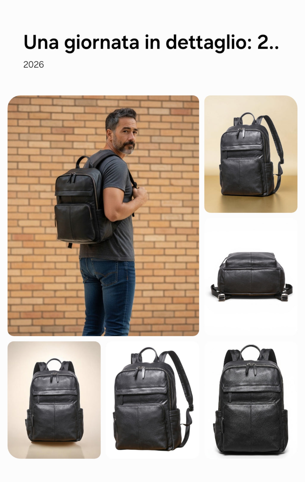 Premium Black Leather Backpack - Large Travel & Business Bag