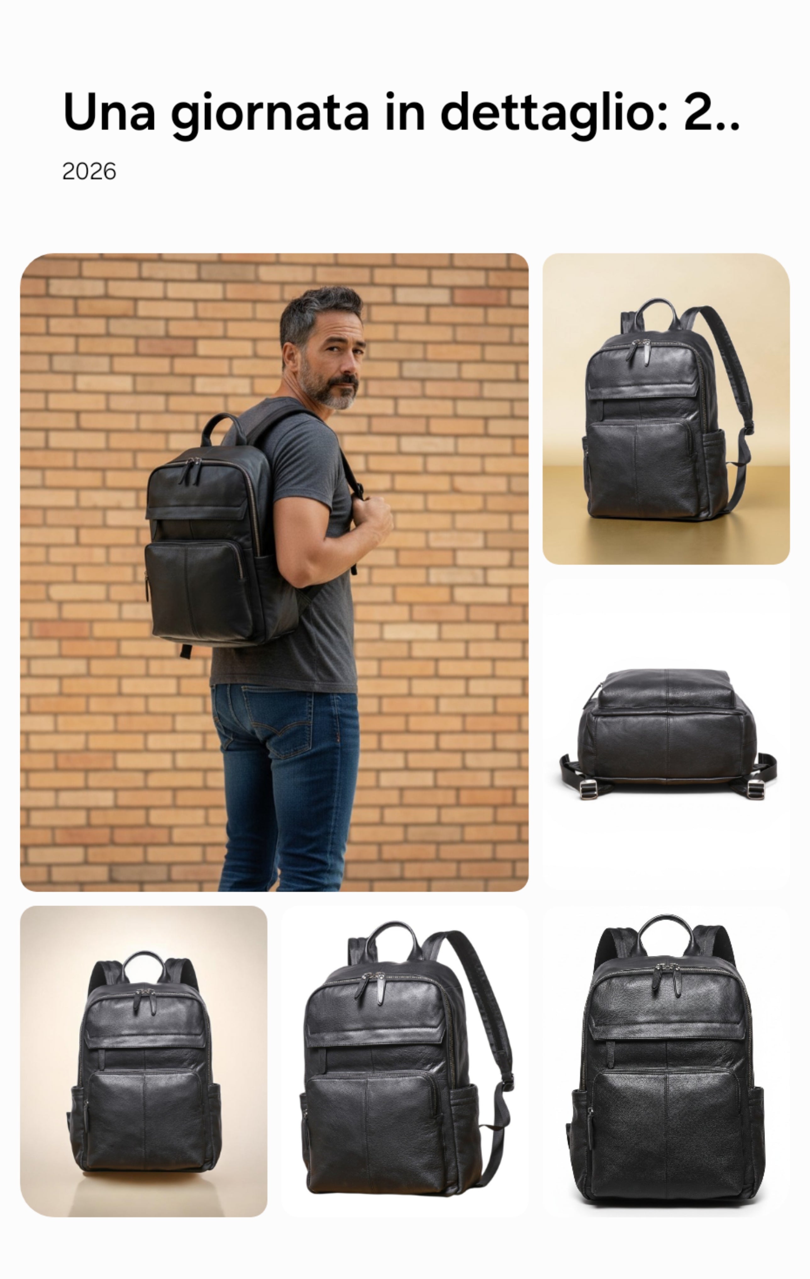 Premium Black Leather Backpack - Large Travel & Business Bag