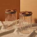 2 Glass jar with wooden lid
