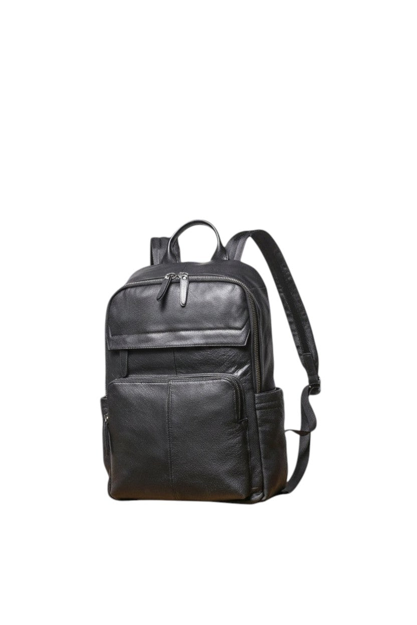 Premium Black Leather Backpack - Large Travel & Business Bag