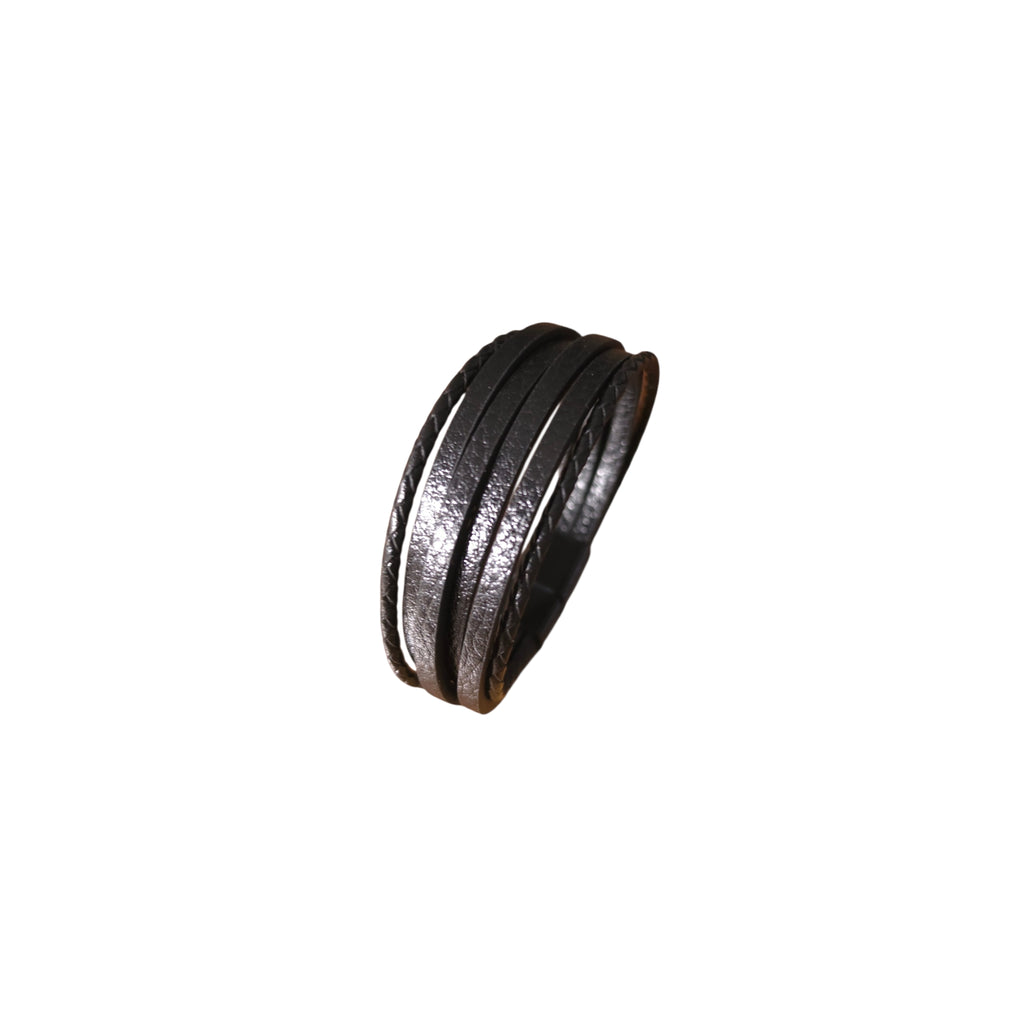 Genuine Leather Braided Wrap Bracelet 21cm