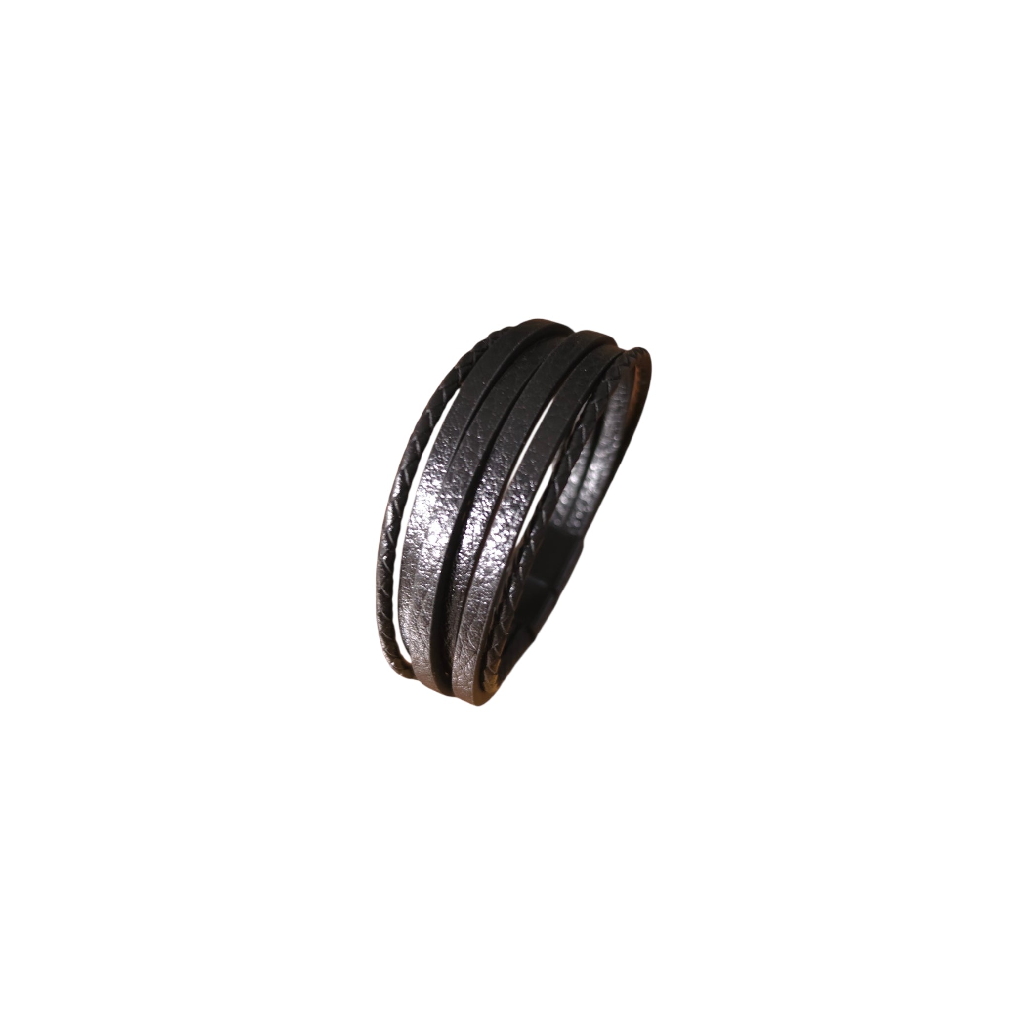 Genuine Leather Braided Wrap Bracelet 21cm