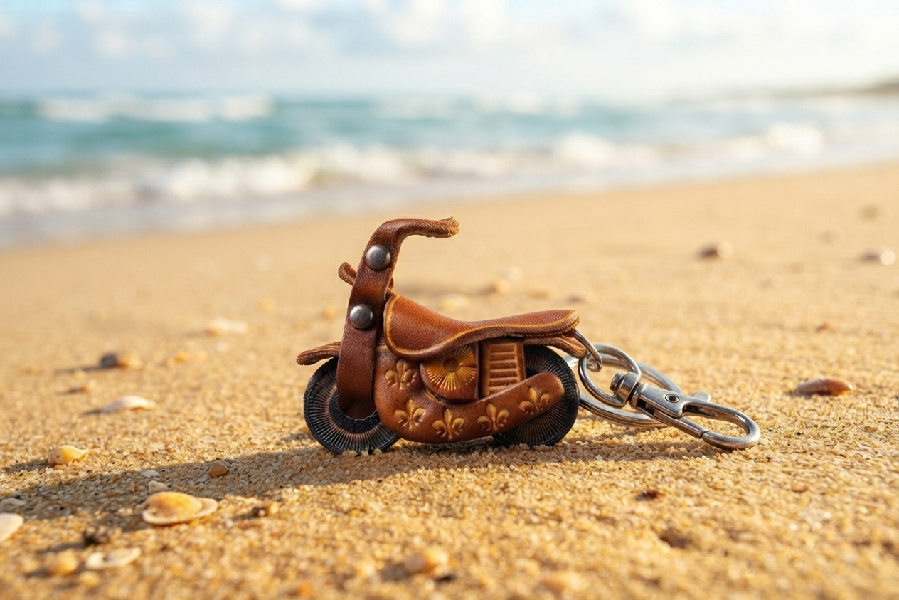 3D Leather Motorcycle Keychain