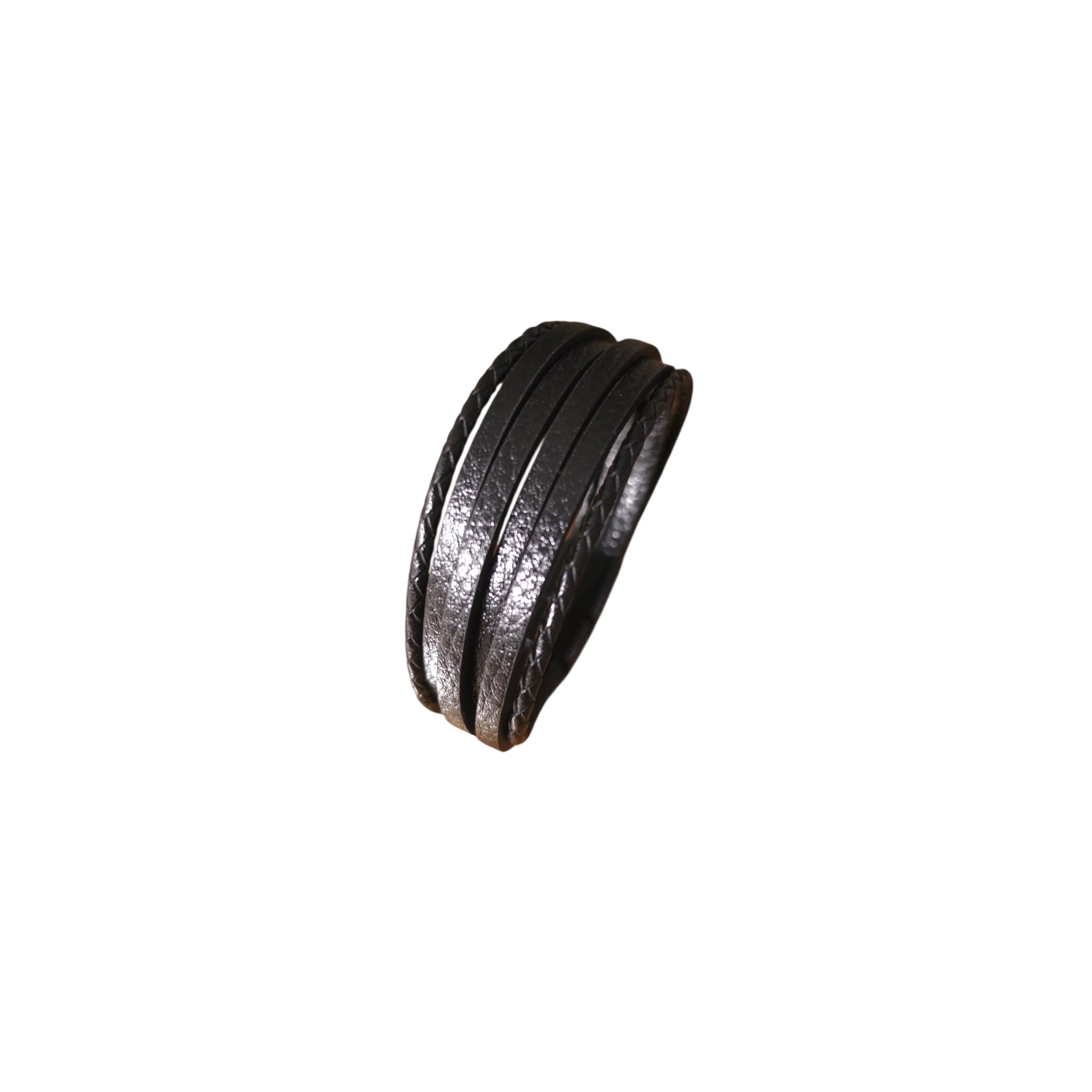 Genuine Leather Braided Wrap Bracelet 21cm