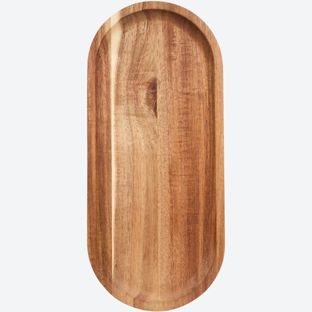 Set of 3 Oval Acacia Wood Trays. 30×12.9×1.2cm