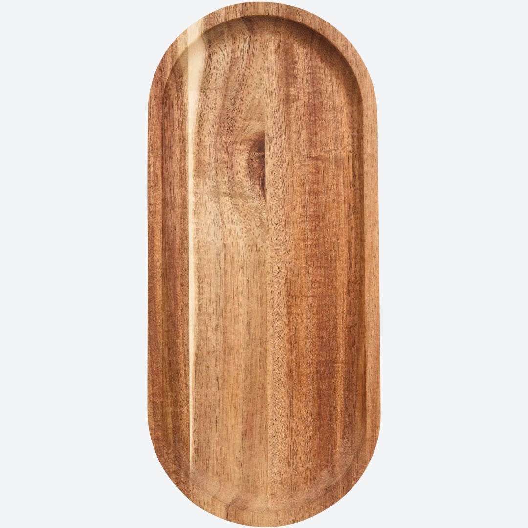 Set of 3 Oval Acacia Wood Trays. 30×12.9×1.2cm