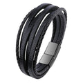 Genuine Leather Braided Wrap Bracelet 21cm
