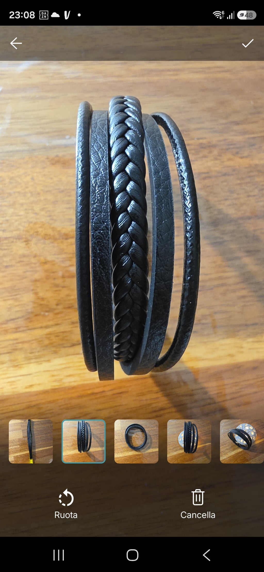 Unisex Genuine Leather Multi-Strand Braided Wrap Bracelet – Black 21 cm Casual Wristband