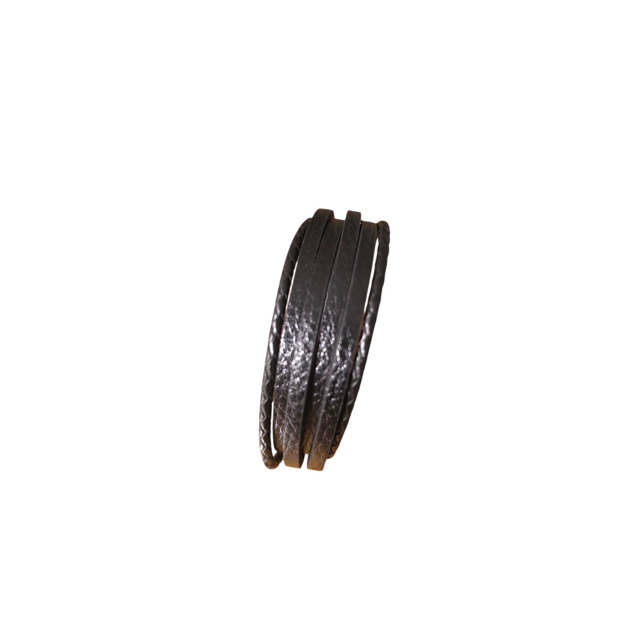 Genuine Leather Braided Wrap Bracelet 21cm