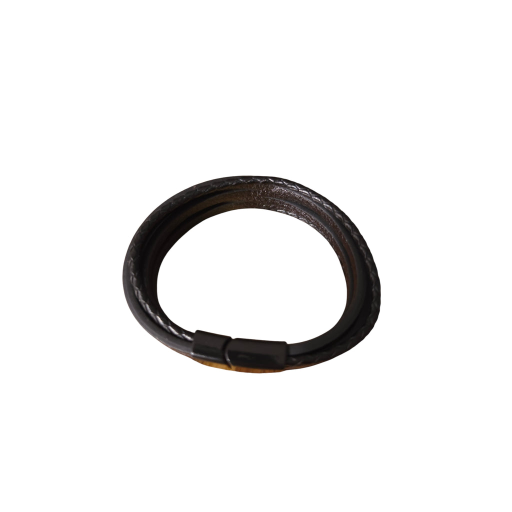 Genuine Leather Braided Wrap Bracelet 21cm