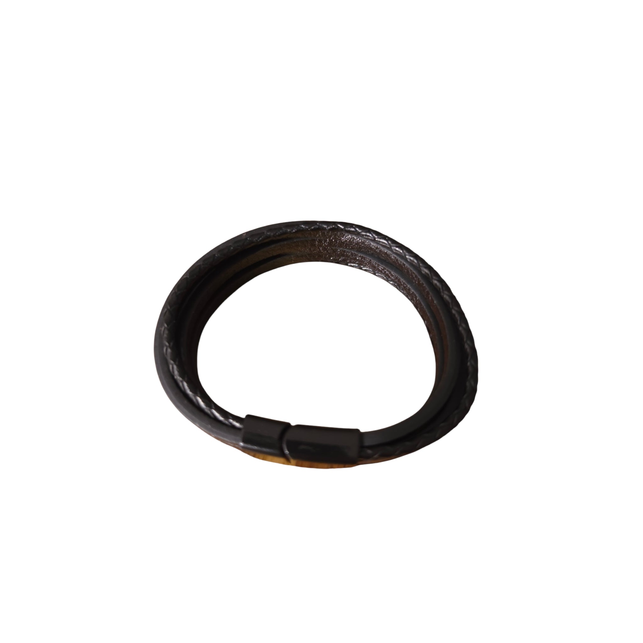 Genuine Leather Braided Wrap Bracelet 21cm