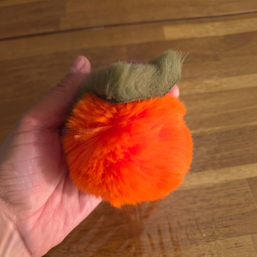 Fluffy Orange & Olive Bag Charm Keychain – Soft Faux Fur Pom Pom Handbag Accessory