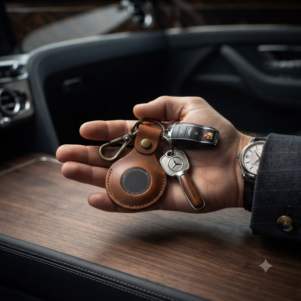 Leather AirTag Keychain