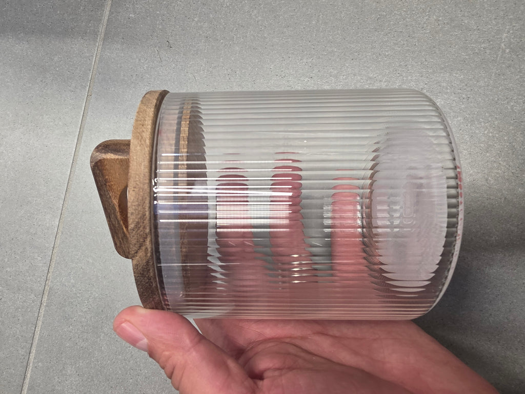 Set of 2 Glass Storage Jars 600ml with Acacia Lid