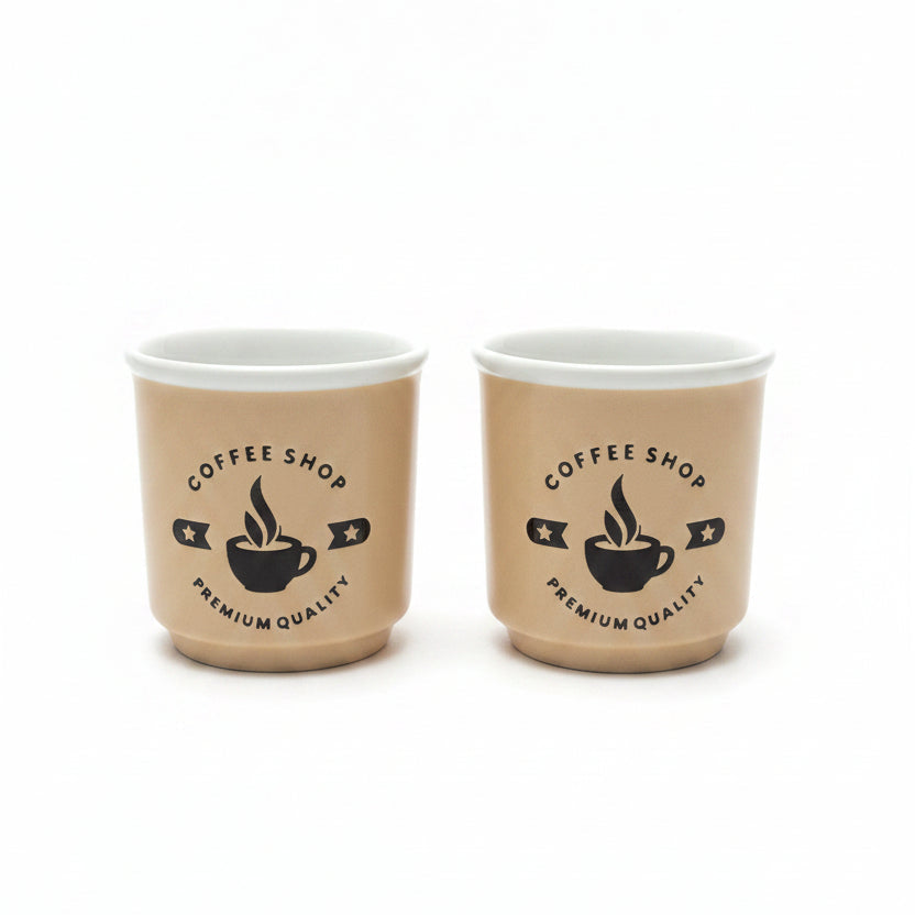 Set of 2 Coffee Shop Espresso Mugs 80 ml