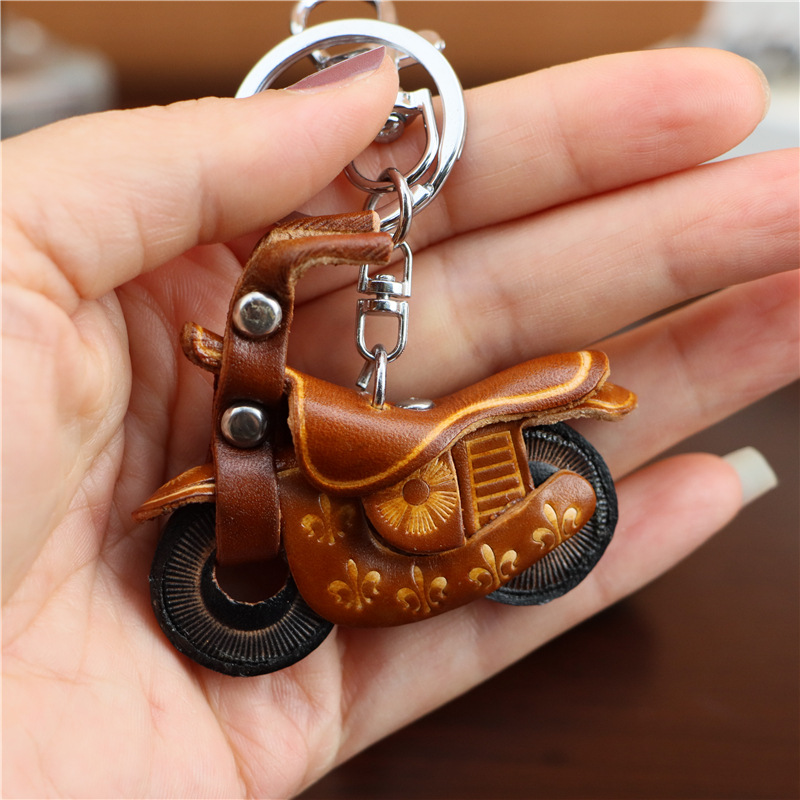 Personalized Leather Keychain - Custom Laser Engraved Vintage Key Ring