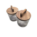 Set of 2 Glass Storage Jars 600ml with Acacia Lid