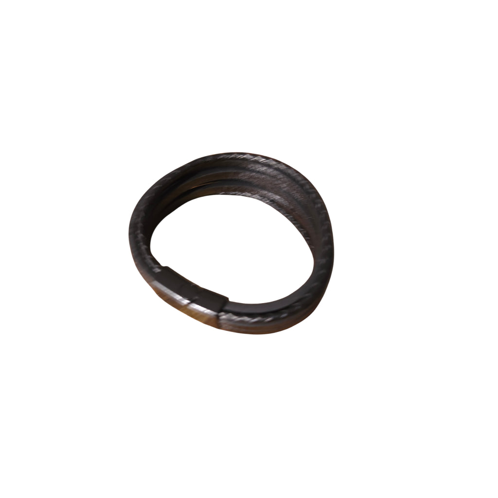 Genuine Leather Braided Wrap Bracelet 21cm