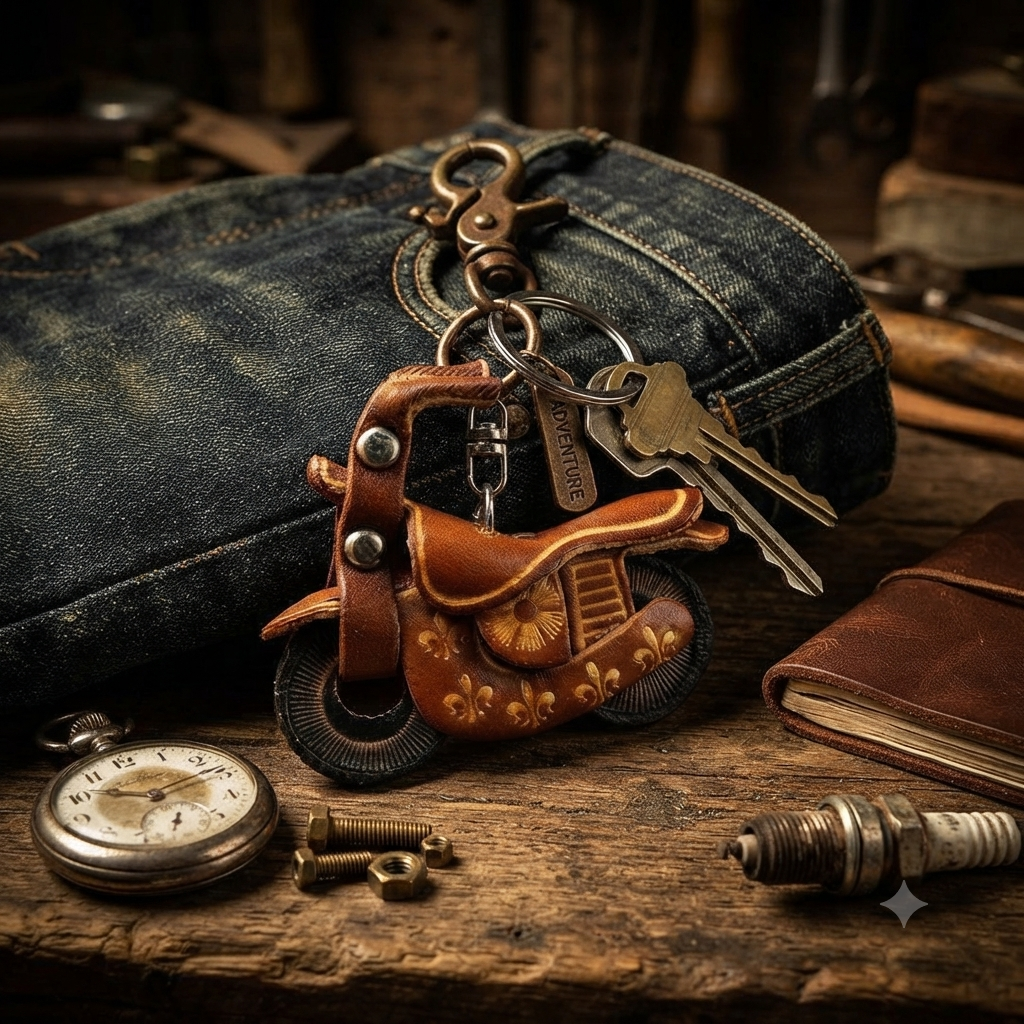 3D Leather Motorcycle Keychain