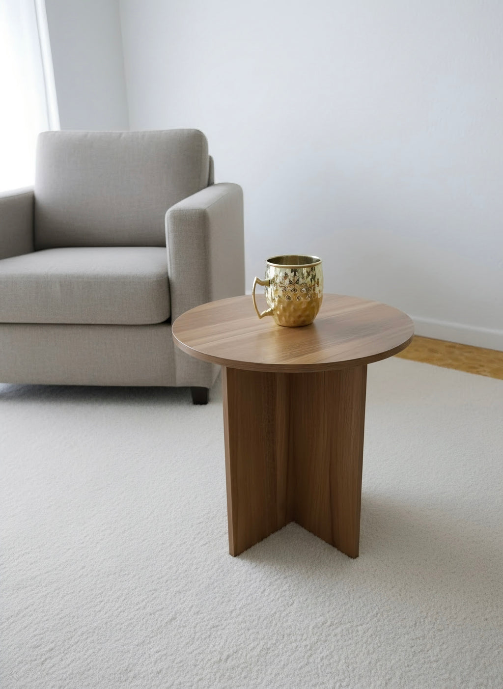 Modern Round Wooden Side Table 37.5 x 37.5 x 39 cm