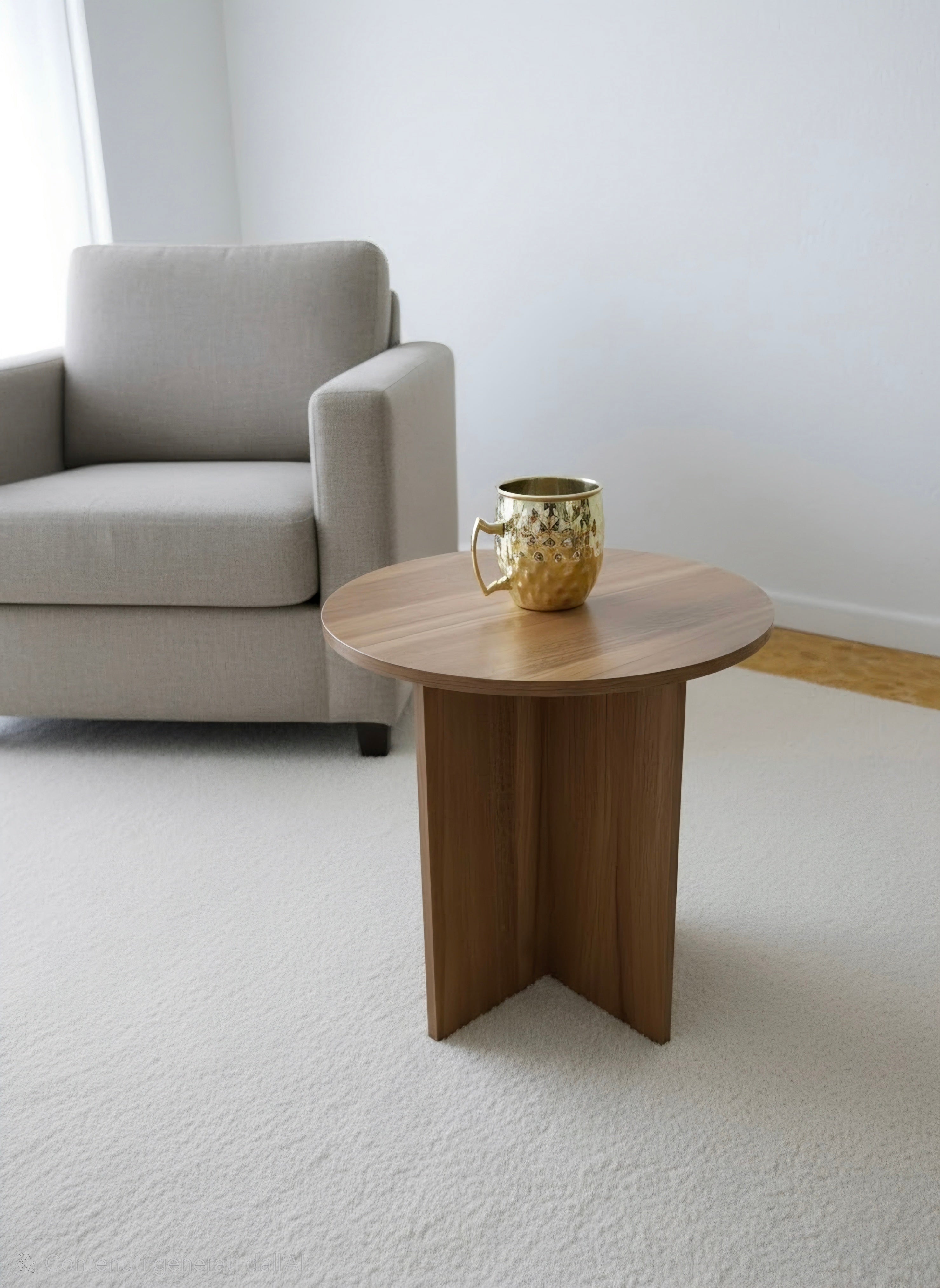 Modern Round Wooden Side Table 37.5 x 37.5 x 39 cm