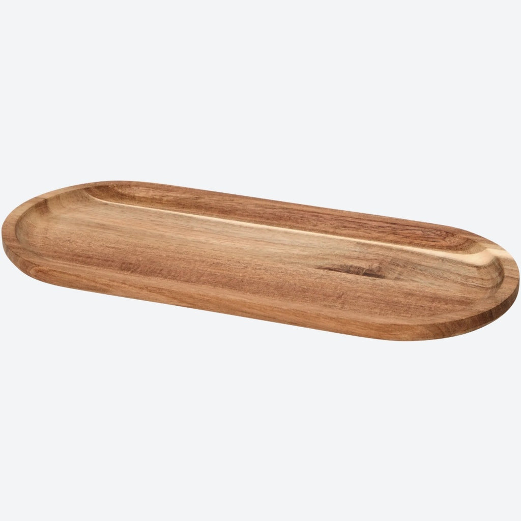 Set of 3 Oval Acacia Wood Trays. 30×12.9×1.2cm
