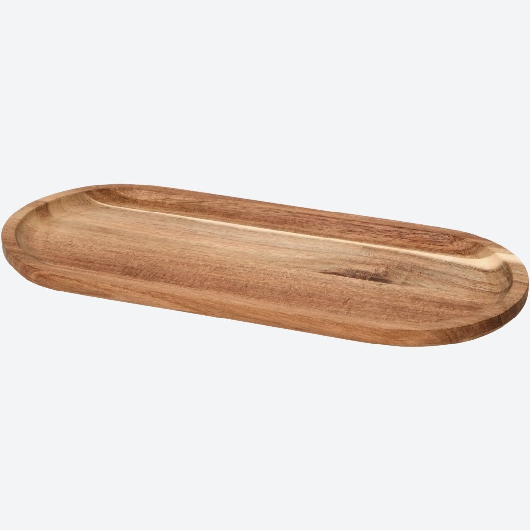 Set of 3 Oval Acacia Wood Trays. 30×12.9×1.2cm
