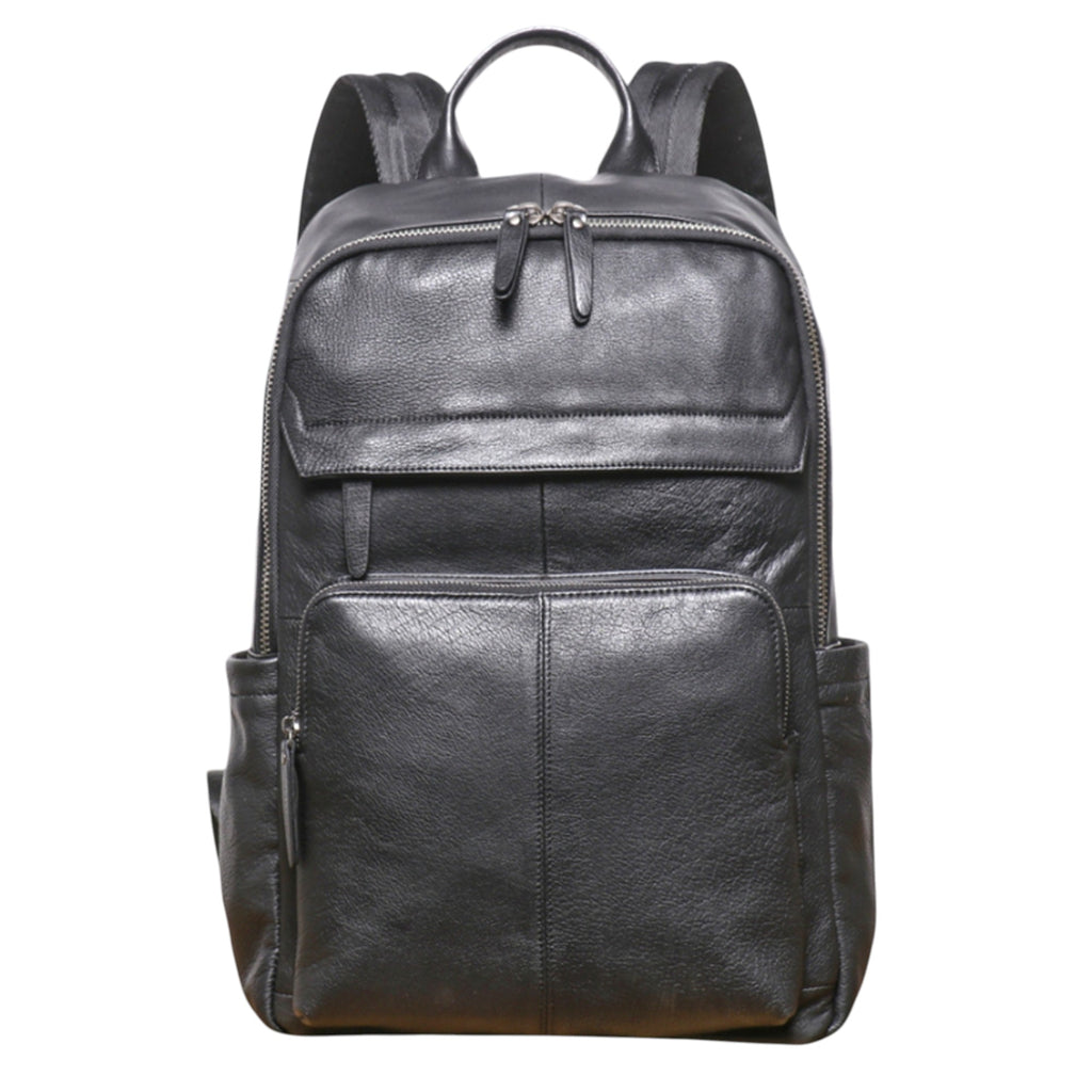 Premium Black Leather Backpack - Large Travel & Business Bag