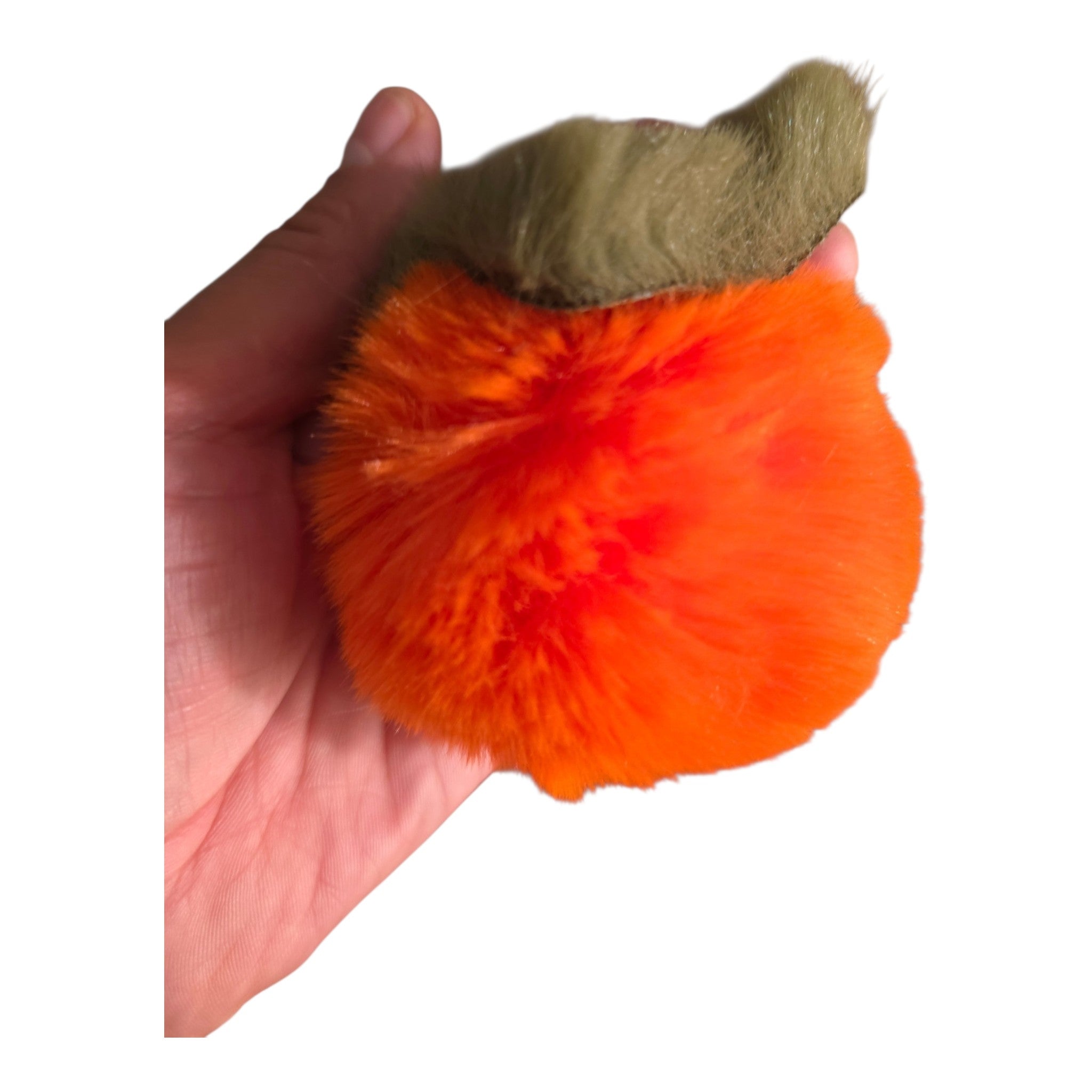 Fluffy Orange & Olive Bag Charm Keychain – Soft Faux Fur Pom Pom Handbag Accessory