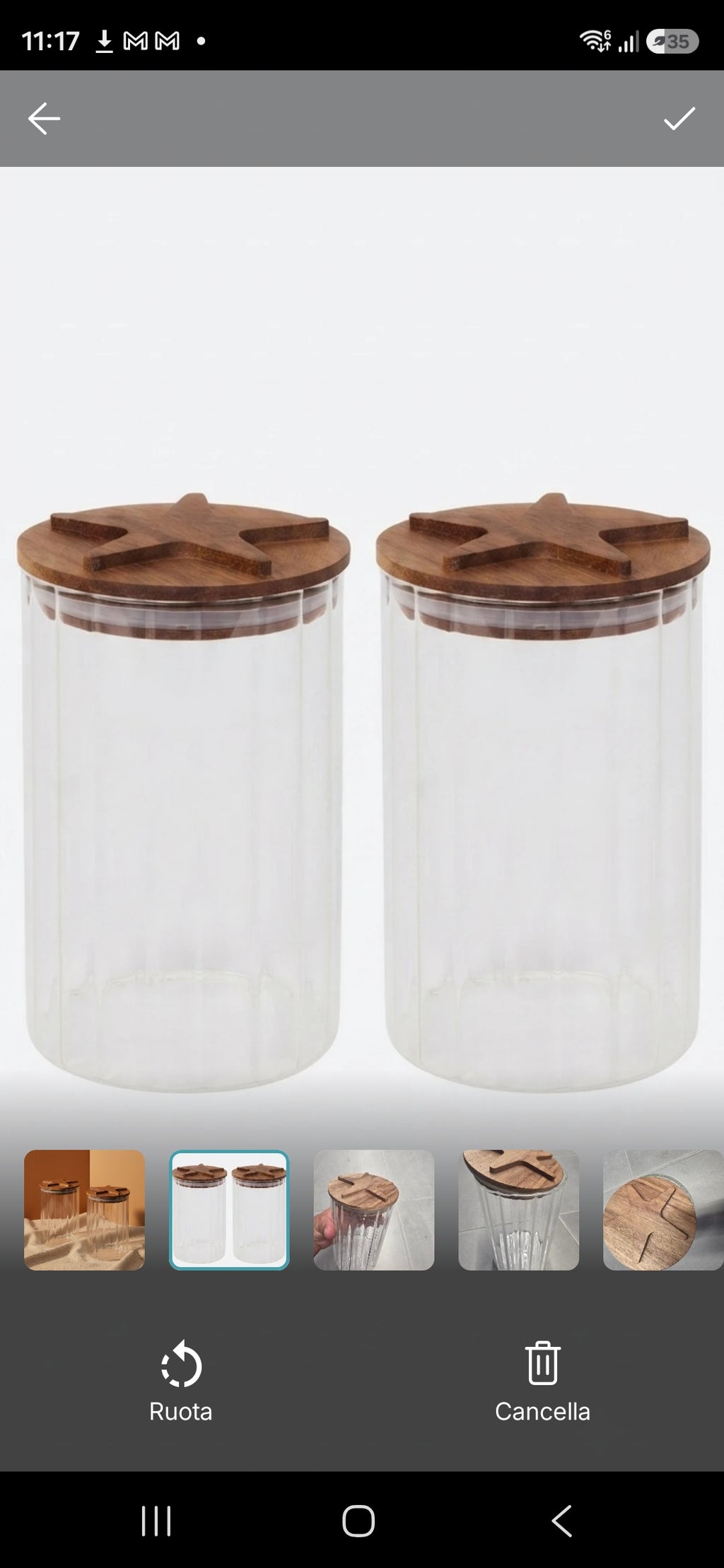 2 Glass jar with wooden lid