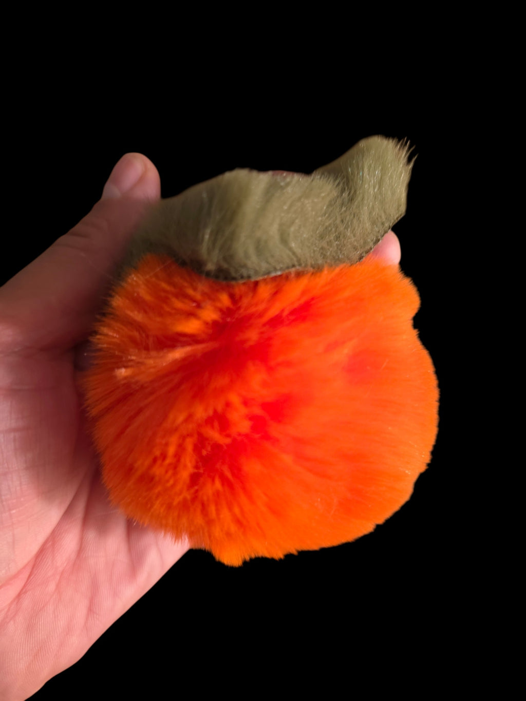 Fluffy Orange & Olive Bag Charm Keychain – Soft Faux Fur Pom Pom Handbag Accessory