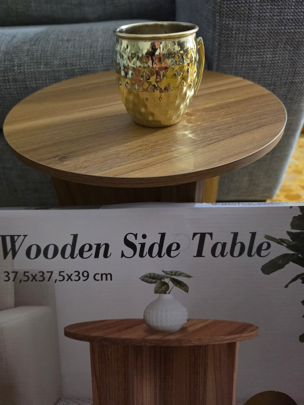 Modern Round Wooden Side Table 37.5 x 37.5 x 39 cm