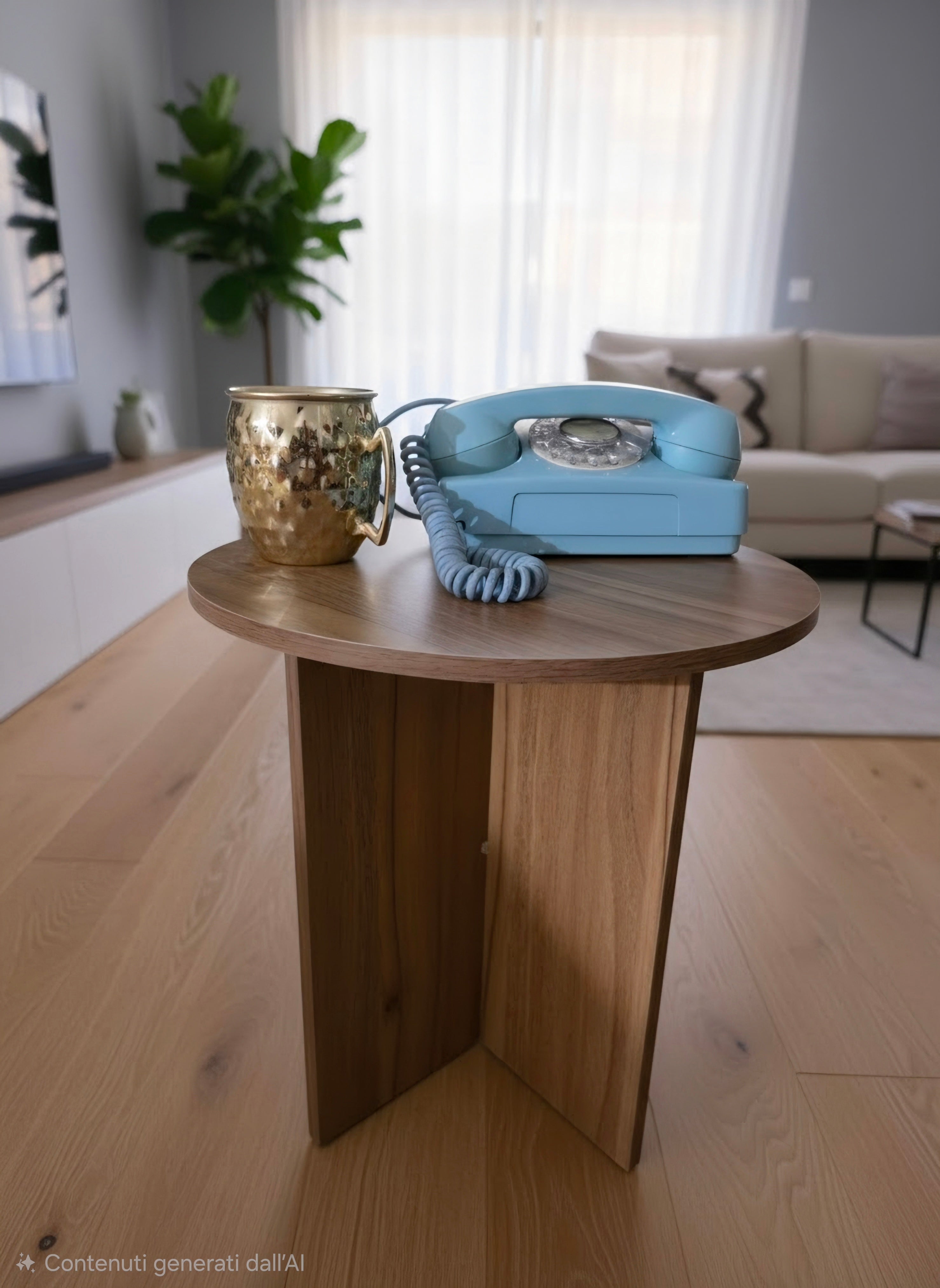 Modern Round Wooden Side Table 37.5 x 37.5 x 39 cm